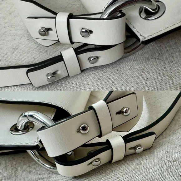 Ganni Banner Saddle Leather Off-White Crossbody Bag | One Size - Picture 15 of 17